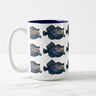 "Robot Blue" vis met een hoogte Tweekleurige Koffiemok