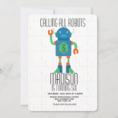Robot Bolt Boys Birthday Party Kaart (Voorkant)