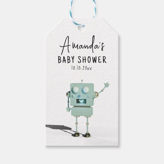 Robot boy Baby shower Cadeaulabel (Voorkant)