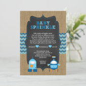 ROBOT BOY baby sprinkhaan/burlap chalkboard RUSTIC Kaart (Staand voorkant)