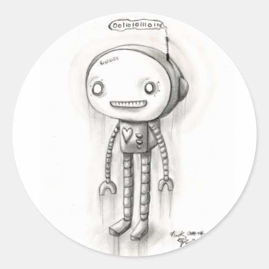 Robot Boy Ronde Sticker (Voorkant)
