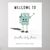 Robot Boy Welkom Baby shower Poster (Voorkant)