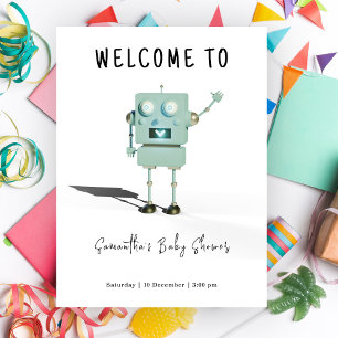 Robot Boy Welkom Baby shower Poster