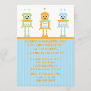 Robot Boys Birthday Party Kaart