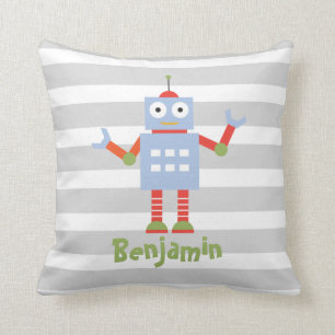 Robot boys Nursery Room Decor Personalized Pillow Kussen