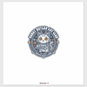 Robot Butler Kat Hondenliefhebber Shirt Kunst - Ro Sticker