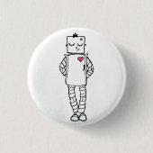 Robot Button met roze hart (Voorkant)