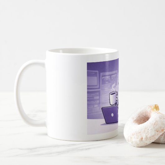 Robot buvant du café, tasse classique, 33 cl (Avec donut)
