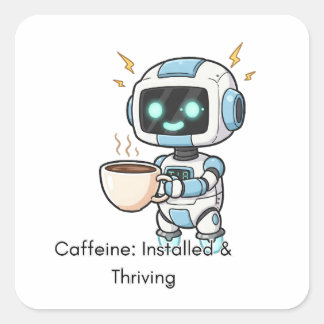 Robot Cafeïne: geïnstalleerd en bloeiend Vierkante Sticker