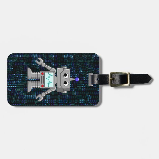 robot cartoon bagagelabel (Voorkant horizontaal)