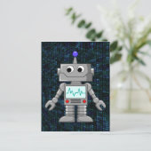 robot cartoon briefkaart (Staand voorkant)