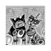 ROBOT CAT EN DOG PETS RUBBER STEMP 	RUBBERSTEMPEL (Afrduk)