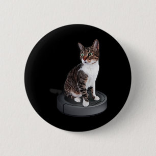 Robot Cat Stofzuiger Feline Animal Schattige Cat Ronde Button 5,7 Cm