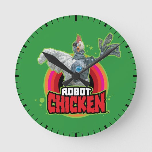 Robot Chicken Character Logo Ronde Klok (Voorkant)