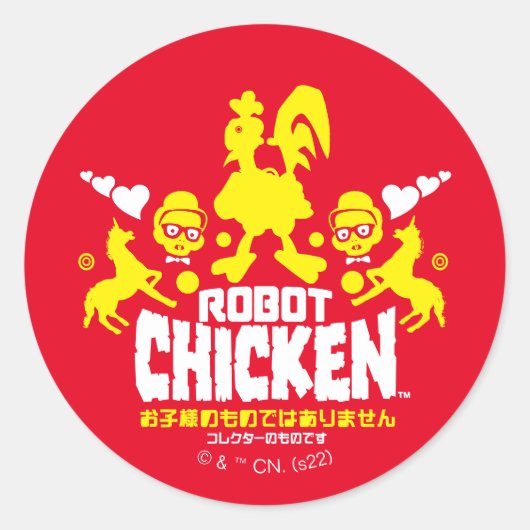 Robot Chicken Nerd Unicorn Graphic Ronde Sticker (Voorkant)