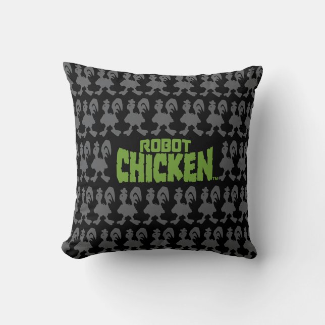 Robot Chicken Silhouette Pattern Kussen (Voorkant)