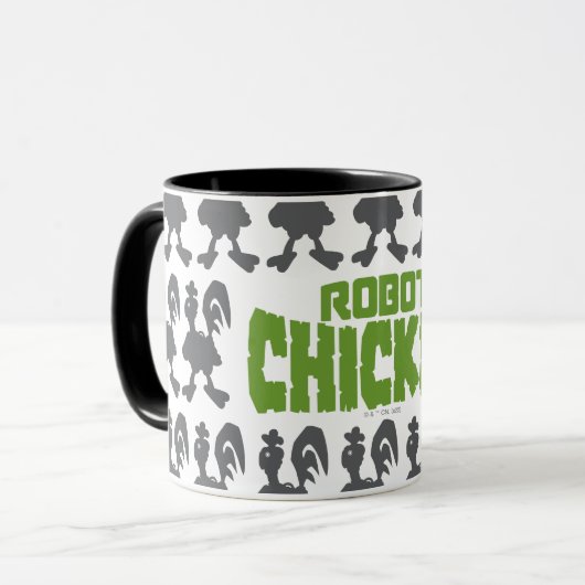 Robot Chicken Silhouette Pattern Mok (Voorkant links)