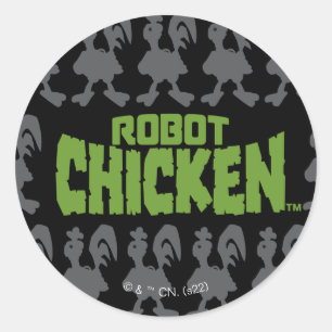 Robot Chicken Silhouette Pattern Ronde Sticker
