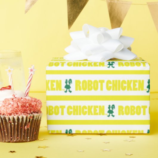 Robot Chicken Stripe Pattern Cadeaupapier (Verjaardagsfeest)