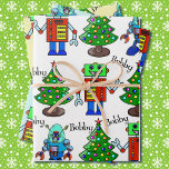 Robot Christmas Ajouter Nom du garçon 3 mignonne<br><div class="desc">Robot Noël Ajouter Nom du garçon 3 feuilles de papier d'enveloppement mignonnes</div>