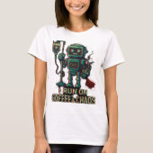 Robot Coffee T-shirt - "I RUN ON COFFEE & CHAOS" (Voorkant)