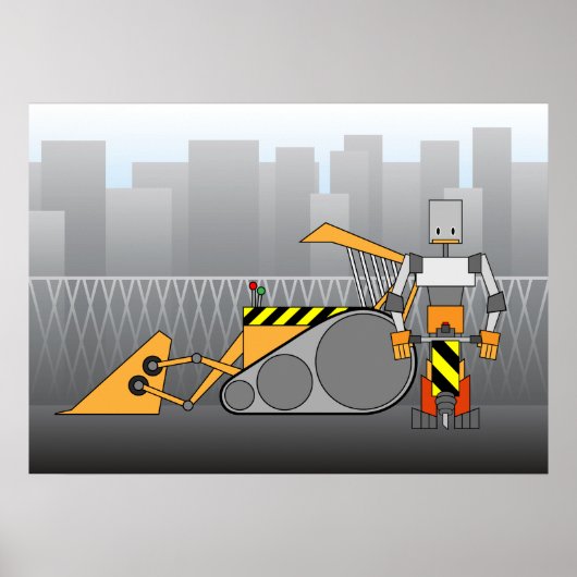 Robot Construction Worker Poster (Voorkant)