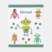 Robot Cool Name Blue Green Kinder Fleece Blanket (Voorkant)