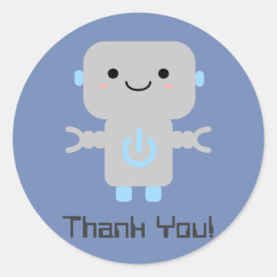 Robot Cute Cartoon Hartelijk dank Ronde Sticker