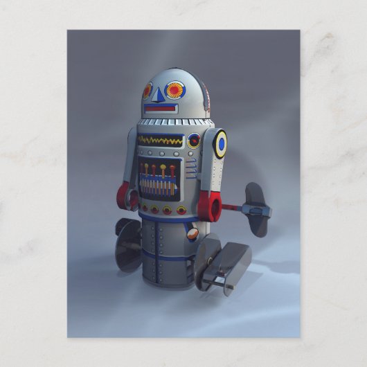 Robot de jouets rétro Numéro 7 Carte postale (Devant)