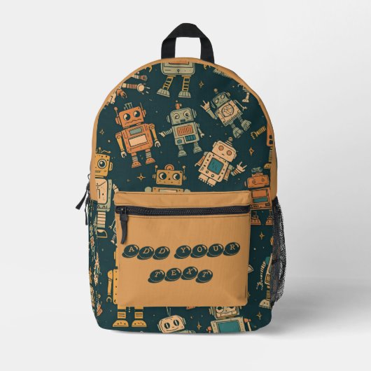 Robot Design Backpack  Personalised with Your Text Bedrukte Rugzak (Voorkant)