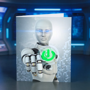 Robot die knop van stroomvoorziening indrukt Scien Kaart