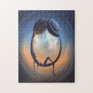 Robot die muziek beluistert van de hoofdtelefoon legpuzzel