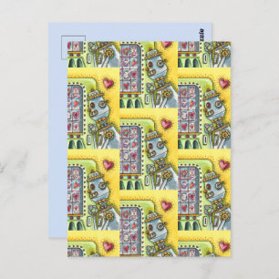 ROBOT DIE OP VERLIES KIJKT, HARTVERKEERMACHINESCUT BRIEFKAART