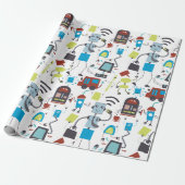 Robot Doodles Cadeaupapier (Uitgerold)