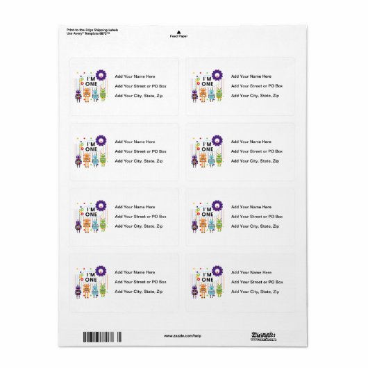 Robot Eerste Verjaardag Tshirts en geschenken Etiket (Full Sheet)