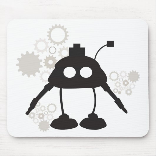 Robot en Gears Mousepad Muismat (Voorkant)