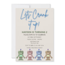 Robot en Gears Verjaardag Uitnodiging