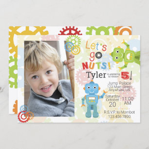 Robot Foto van Birthday Invitations Robot Party Kaart