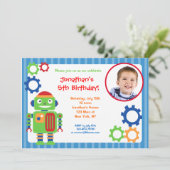 Robot Foto van Birthday-uitnodigingen Kaart (Staand voorkant)