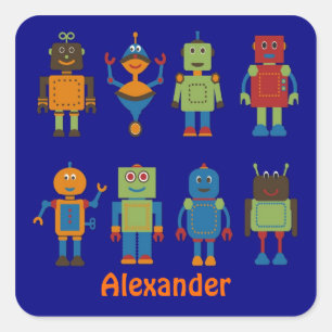 Robot Friends Child's gepersonaliseerde Sticker