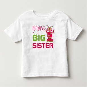 Robot Future Big Sister Kinder Pink Cute Sibling Kinder Shirts