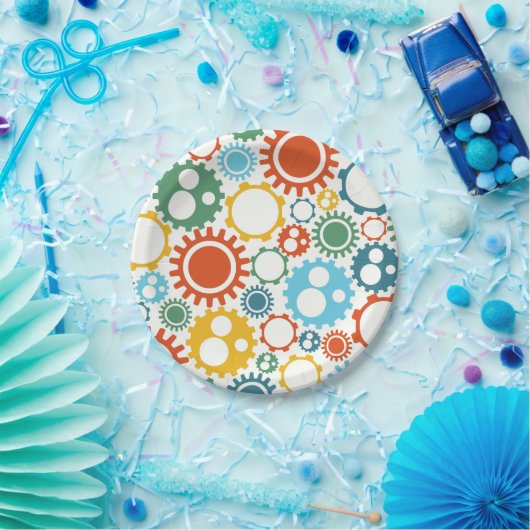 Robot Gears Pattern Papieren Bordje (Feest)