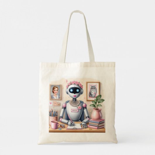 Robot Grace Storyteller met charme Tote Bag (Achterkant)