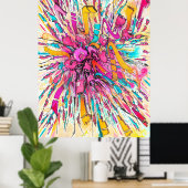 Robot graffiti explosie schilderij poster (Thuiskantoor)