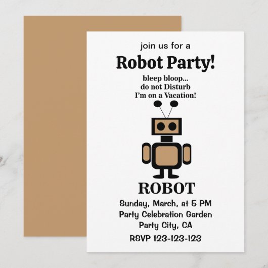 Robot Grappige Tech Feest Kaart (Voorkant / Achterkant)