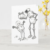 Robot Greeting Card - from nerd to another Kaart (Gele Bloem)