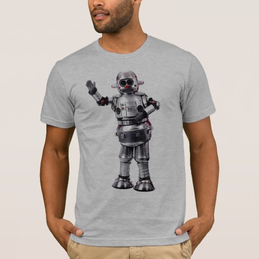  robot grijs halfgemonteerd mannen shirt (Voorkant)