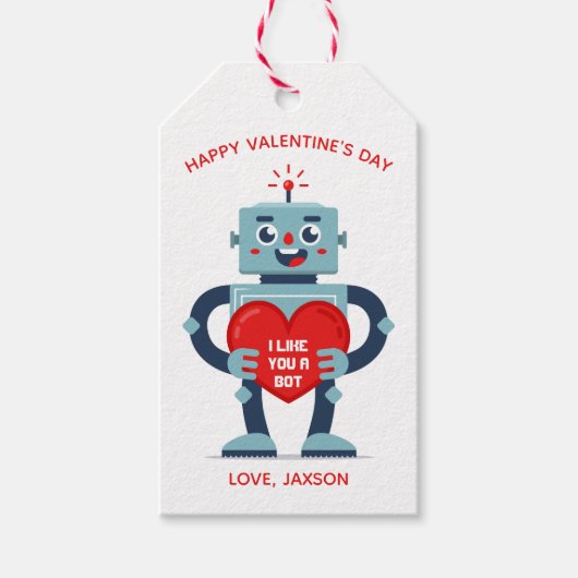 Robot Heart Cute Personalized Valentijn Cadeaulabel (Voorkant)