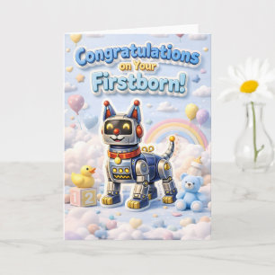 Robot-hondje, gefeliciteerd met je eerstgeborene kaart