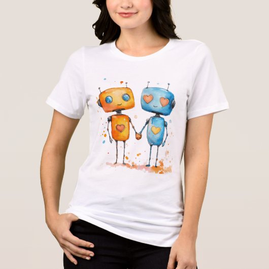Robot houdt van clipart sublimatie Tri-Blend shirt (Voorkant)